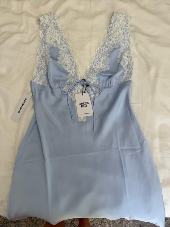 Princess Polly Dresses & Skirts - NWT Princess Polly Nourish Mini Dress Blue Lace Trim Size US 8